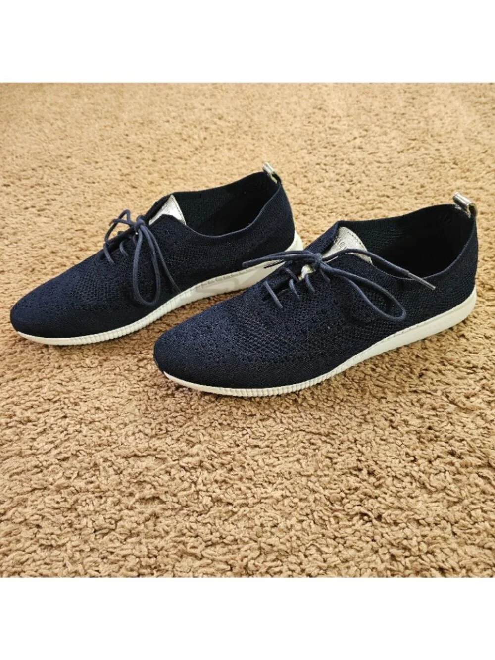 Cole Haan 2.ZEROGRAND Oxford Shoes Womens 10.5B Marine Blue Argento Stitchlite - Picture 2 of 11